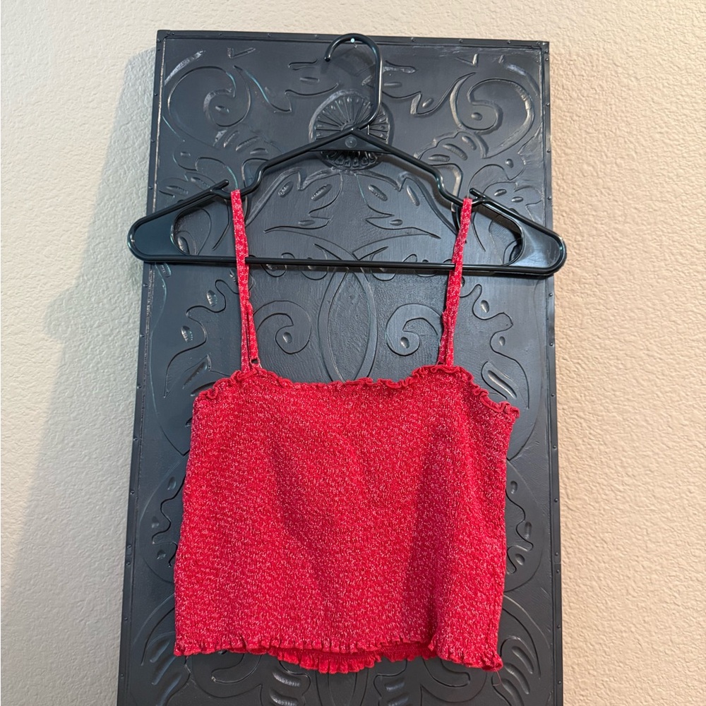 Brandy Melville Red Textured Tank Top